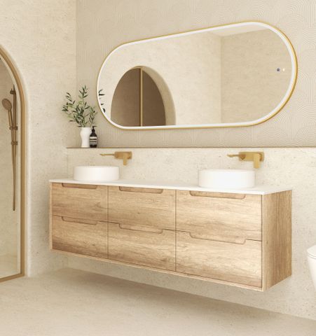Byron 1800mm Natural Oak Wall Hung Cabinet Only — detail 2
