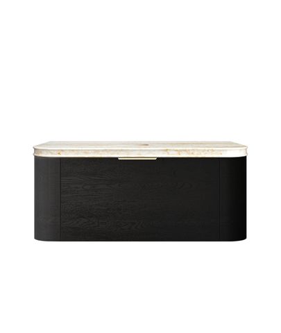 Bondi 1200mm Black Oak Wall Hung Curve Vanity with Sand Dune Top