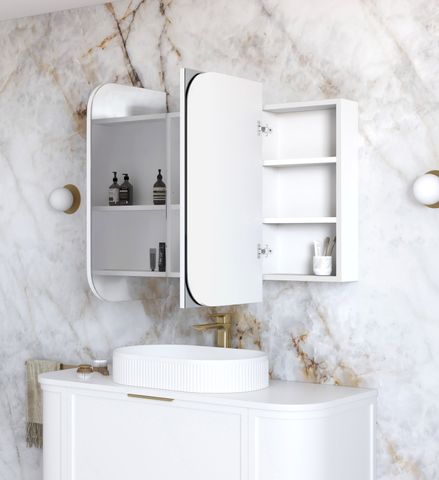 Newport 1200x750 White Shaving Cabinet — detail 2
