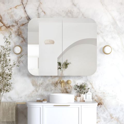 Newport 900x750 White Shaving Cabinet — detail 2