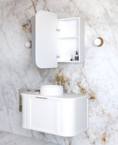 Newport 900x750 White Shaving Cabinet — detail 3