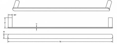 Vetto 750mm Chrome Single Towel Rail — detail 2