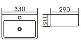Cubo Wall Hung Square 330x290x115 Basin — detail 2