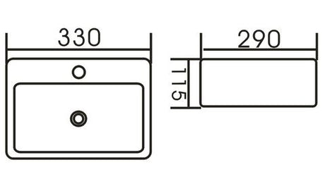 Cubo Wall Hung Square 330x290x115 Basin — detail 2