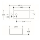 Compact Wall Hung 405x200x105 R/H Basin — detail 2