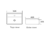 OSKAR Wall Hung Square 520x420x155 Basin — detail 2