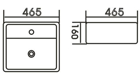 CUBO Wall Hung Square 465x465x160 Basin — detail 2