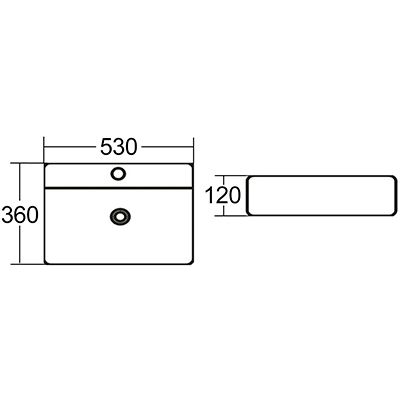 CUBO Wall Hung Square 530x360x120 Basin — detail 2