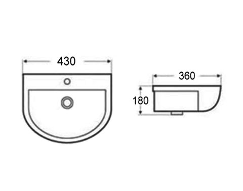 Wellness 430x360x180 Wall Hung Basin — detail 2
