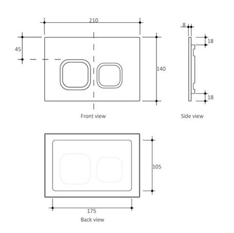 R&T Delta Low Rise Push Button Soft Square  Matte Chrome — detail 2