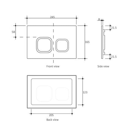 R&T Soft Square Push Plate Matte White with Chrome Trim — detail 2