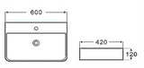 OSKAR Wall Hung Square 600x420x120 Basin — detail 2