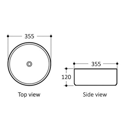 Artis 88 355x355x120 Matte White Basin — detail 2
