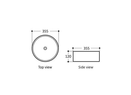 Artis 88 355x355x120 Matte Black & Matte White Basin — detail 3