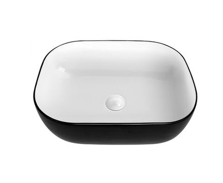 Artis O'96 455x325x135 Matte Black & Gloss White Oval Basin Ultra Slim — detail 2