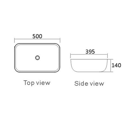 Artis Square 500x395x140 Gloss White Basin — detail 2
