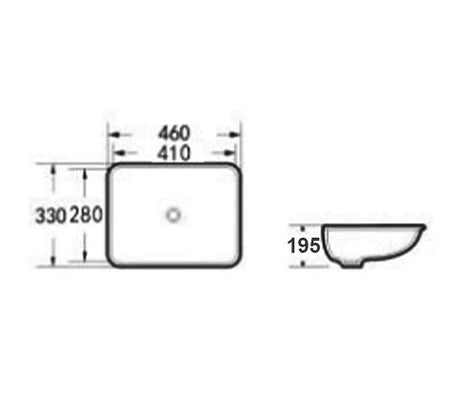 Undermount Square 460x330x175 Basin — detail 2