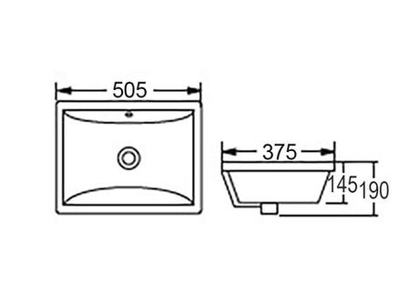 Undermount Square 505x375x190 Basin — detail 2