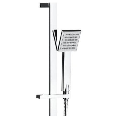 Taran Chrome Shower Rail with Square Handheld Shower Piece — detail 2