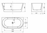 Verona 1500x750x580 Matte White Back to Wall Bathtub NF — detail 3