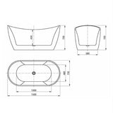 Viva 1500x750x720 Gloss White High Back Bathtub NF — detail 4