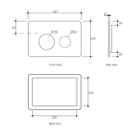 R&T Round Gun Metal Stainless Dual -Flush Push Plate — detail 2