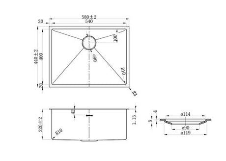 Axon Sink 58S 580x440x220 — detail 2