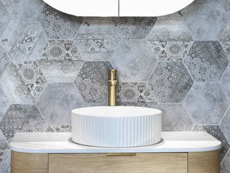 Marlo Round 400x400x125 Matte White Fluted Basin — detail 3