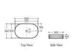 Kensington Oval 580x360x120 Matte Black Basin — detail 2