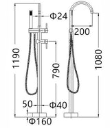 Pavia Matte Black Floor Standing Bath Spout — detail 2