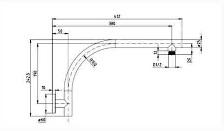 Pavia Matte Black  Gooseneck Shower Arm — detail 2
