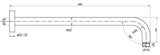 Pavia 400mm Matte Black Straight Wall Arm Round — detail 2