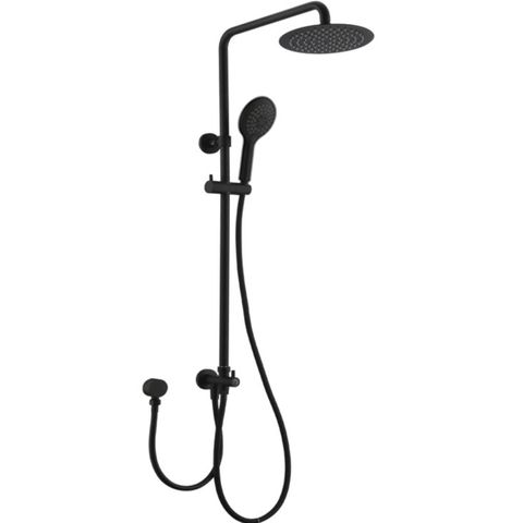 Pavia Dual Hose Twin Shower / 200mm Round Head Matte Black