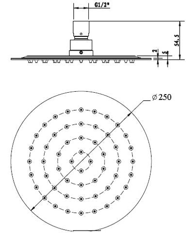 Pavia 250mm Chrome Shower Head Stainless Steel Round — detail 2