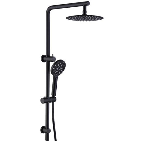 Pavia Twin Shower On Rail 250mm Shower Head Round Matte Black — detail 2