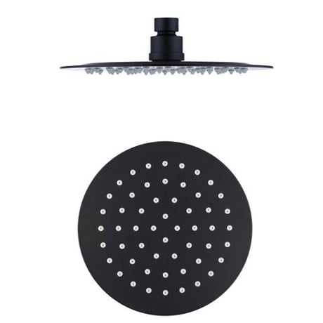 Pavia Twin Shower On Rail 250mm Shower Head Round Matte Black — detail 3