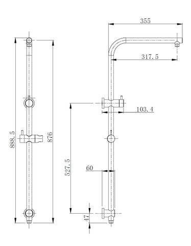 Pavia Twin Shower On Rail 250mm Shower Head Round Brushed Nickel — detail 4
