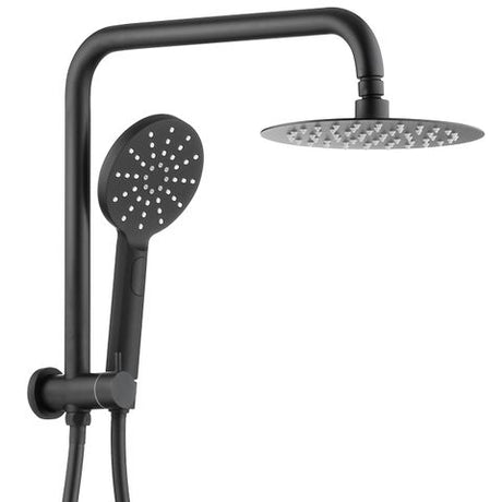 Pavia Compact Twin Shower with 200mm Round Head Matte Black — detail 2
