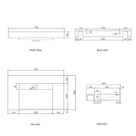 Moonlight 750mm Solid Surface Top — detail 5