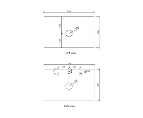 Vanity Top 750x465x20 Pure White Top — detail 4