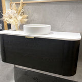 Bondi 1200mm Black Oak Wall Hung Curve Cabinet Only — detail 2