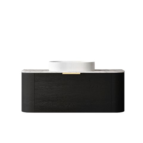 Bondi 1200mm Black Oak Wall Hung Curve Cabinet Only — detail 4