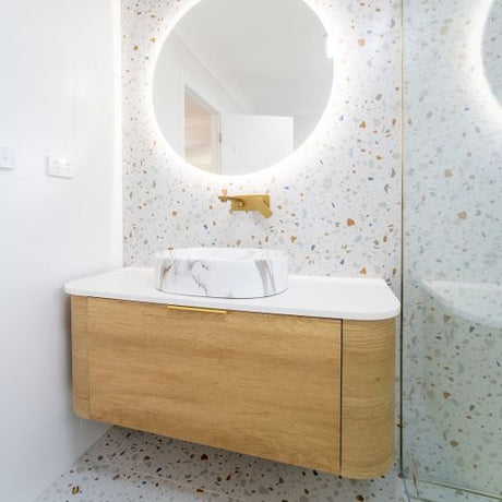 Bondi 1200mm Natural Oak Wall Hung Curve Cabinet Only — detail 5