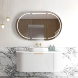 Bondi 1200mm Satin White Fluted Wall Hung Curve Cabinet Only