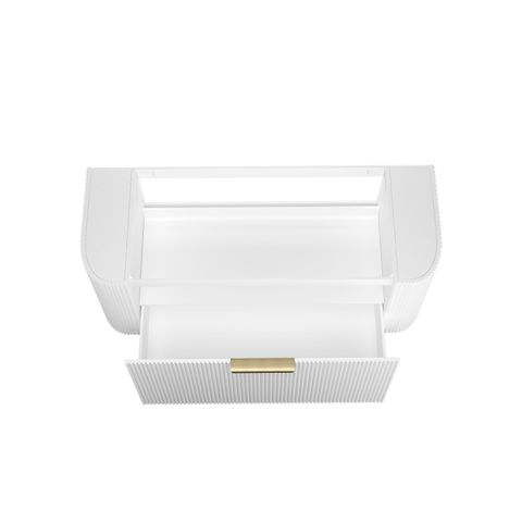 Bondi 1200mm Satin White Fluted Wall Hung Curve Cabinet Only — detail 6