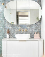 Bondi 1200mm Satin White Fluted Wall Hung Curve Cabinet Only — detail 8