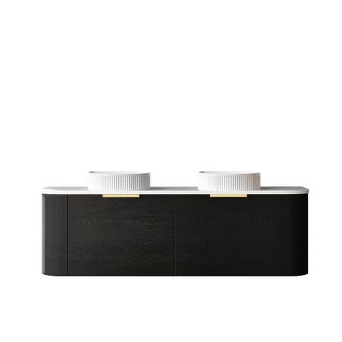 Bondi 1500mm Black Oak Wall Hung Curve Cabinet — detail 3