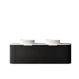 Bondi 1500mm Black Oak Wall Hung Curve Cabinet — detail 3