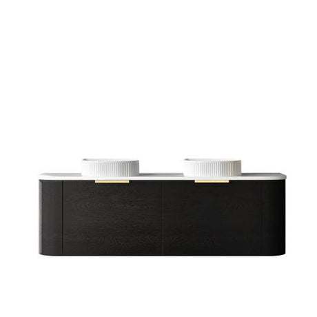 Bondi 1500mm Black Oak Wall Hung Curve Cabinet — detail 3