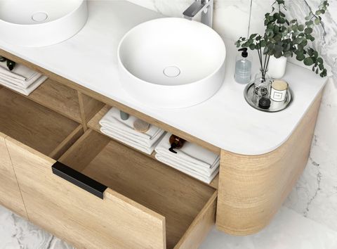 Bondi 1500mm Natural Oak Wall Hung Curve Cabinet — detail 4